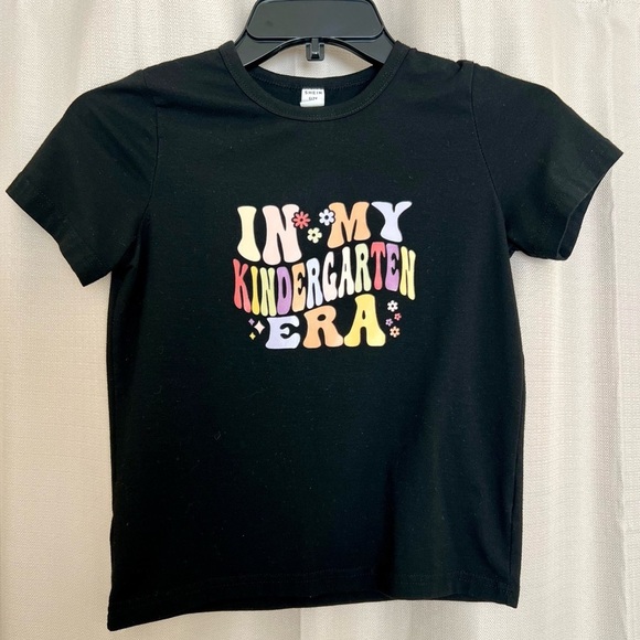 SHEIN Other - SHEIN Kids Black “In My Kindergarten Era” Graphic Tee – Size 7Y